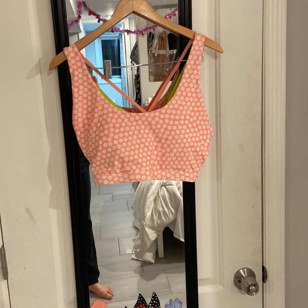 Fabletics Pink Floral Sports Bra